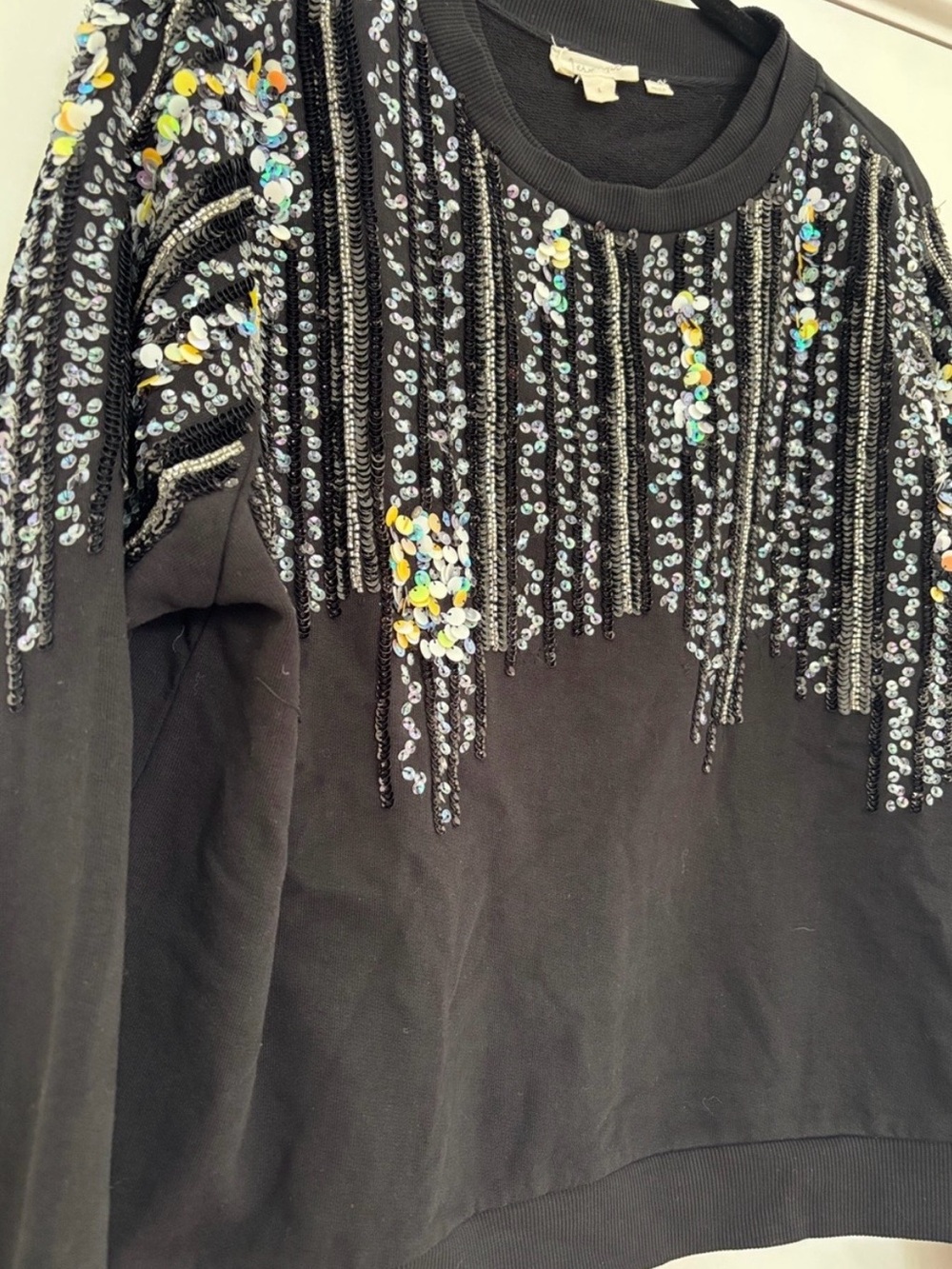 Anthropologie Let Me Be Disco Sequin Sweatshirt in Black - Picture 9 of 13